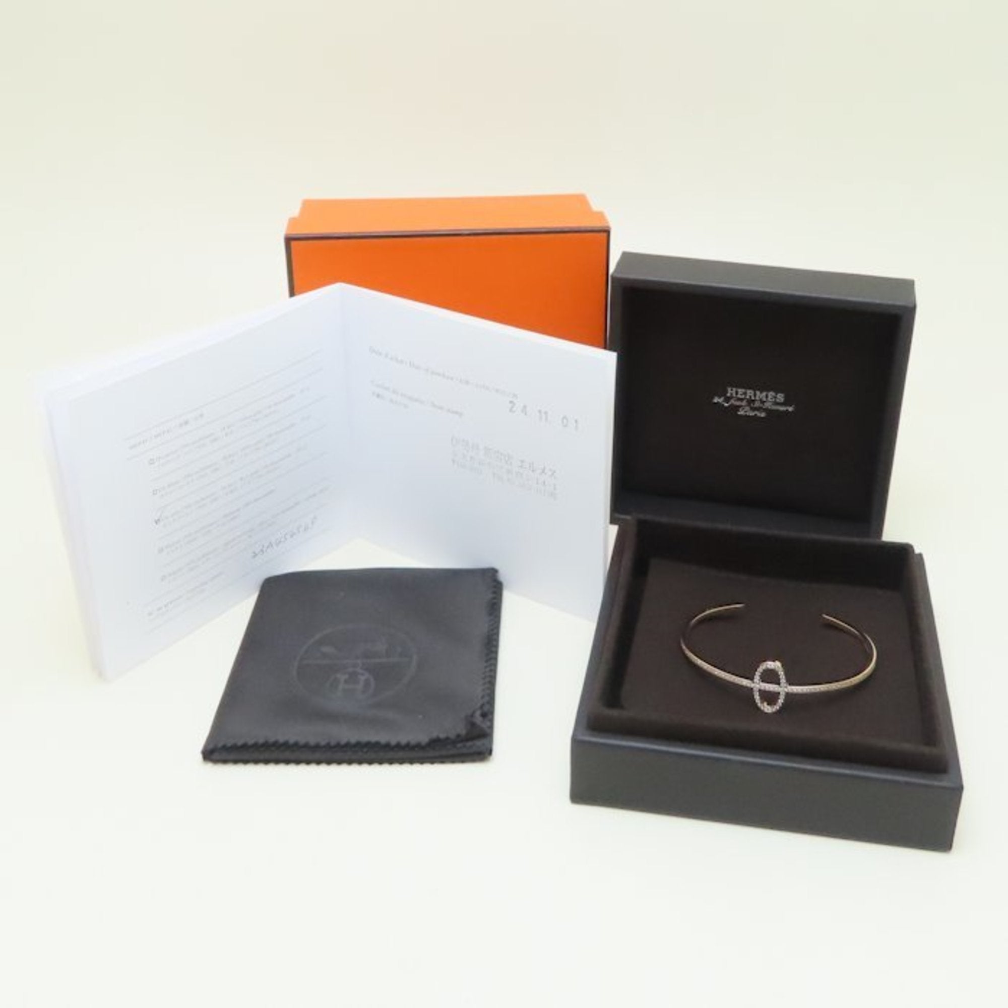 HERMES Chaine d'Ancre Contour Bangle with 0.84ct Diamonds in 18KPG, Women's, 294639 — Like New