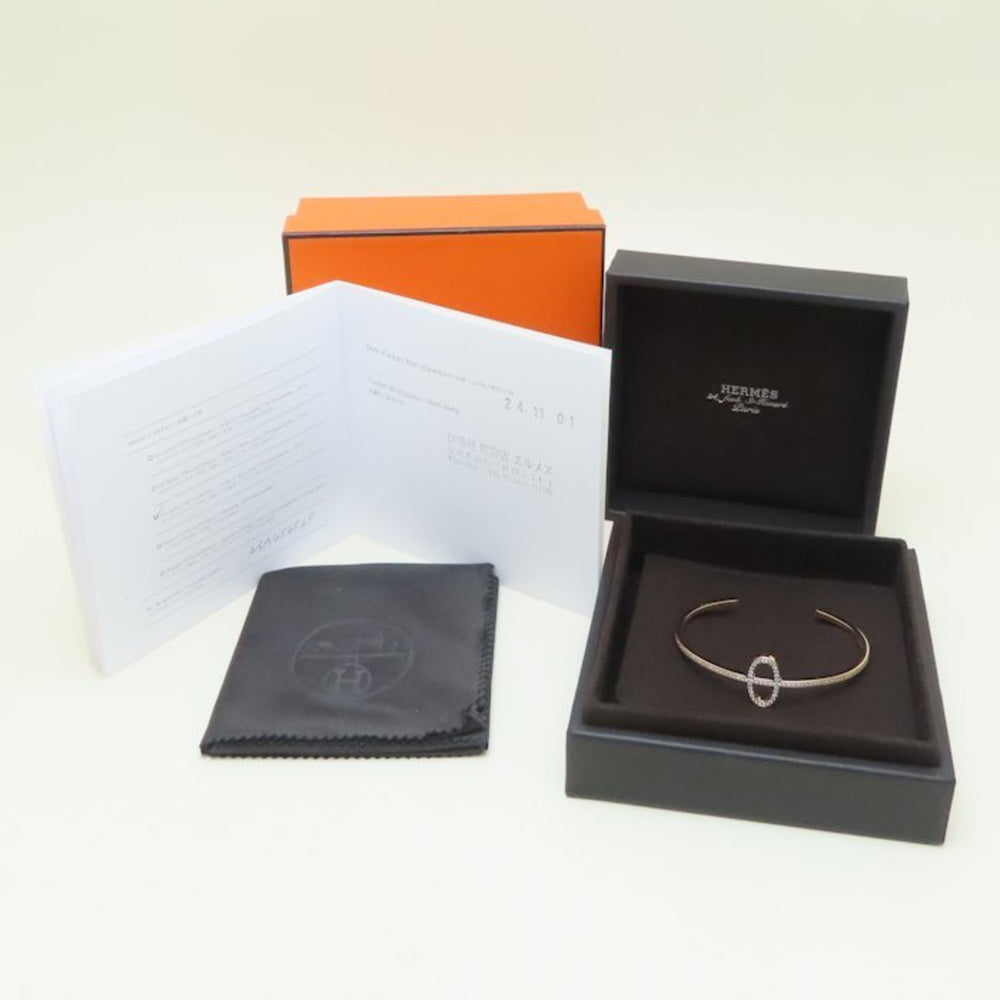HERMES Chaine d'Ancre Contour Bangle with 0.84ct Diamonds in 18KPG, Women's, 294639 — Like New