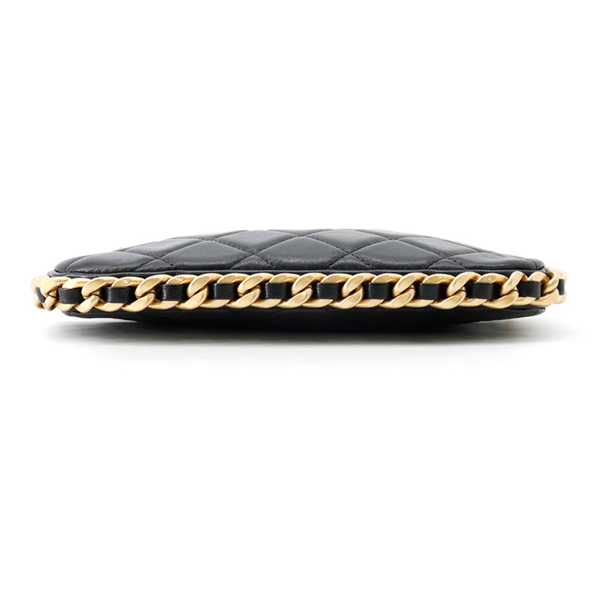 Chanel Chain Shoulder Bag Matelassé Coco Mark Lambskin AP3487 CHANEL Handbag Black Women's — Like New