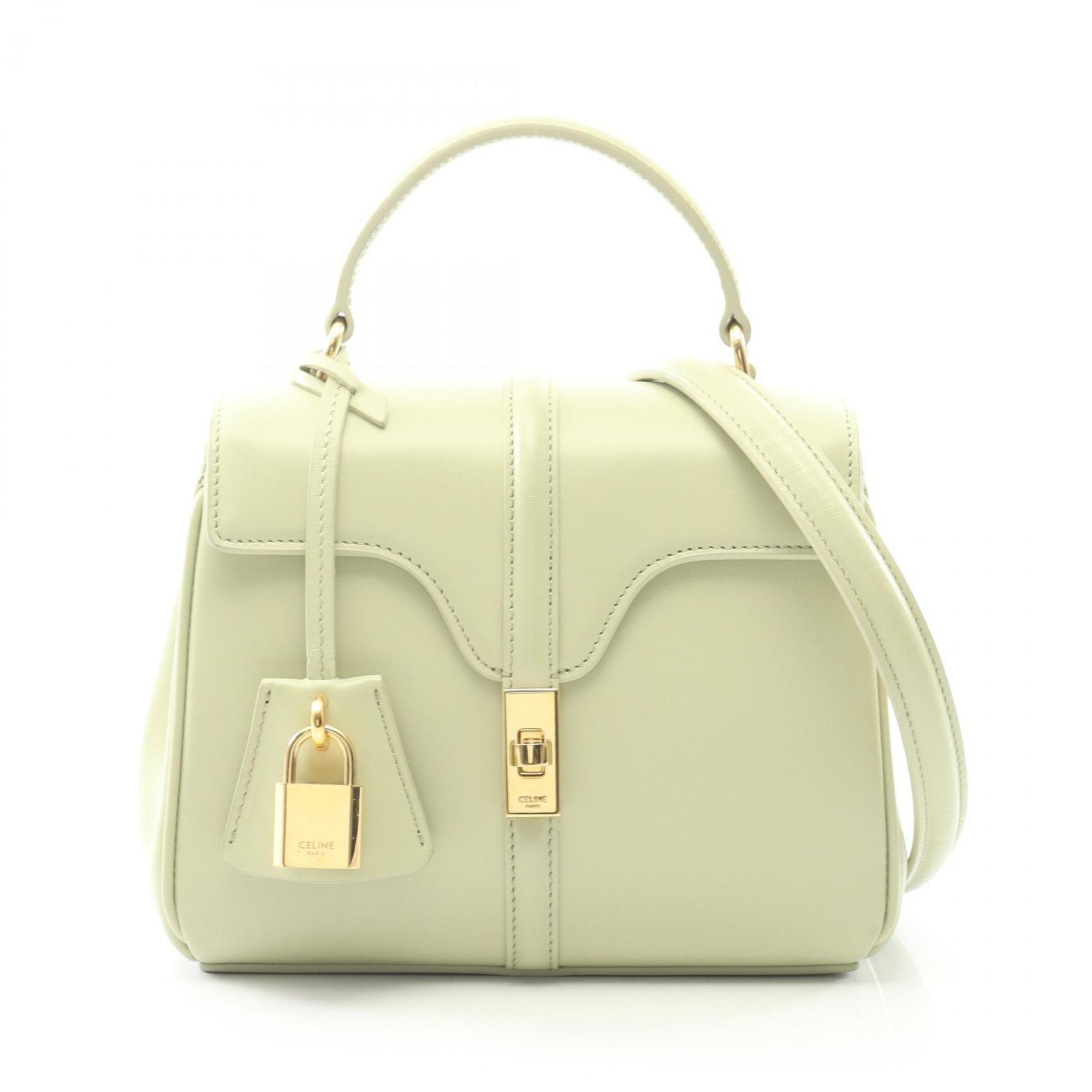 Celine Mini 16 Seize Handbag, Leather, Women's, Green, 197983BEY.29AG