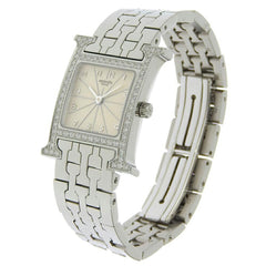 Hermes HERMES H Watch Diamond Bezel HH1.230 Stainless Steel x Quartz Analog Display Ivory Dial Heure for Women — Very Good
