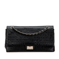 CHANEL 2.55 Unlimited Double Flap Chain Shoulder Bag Handbag Black Leather Women's