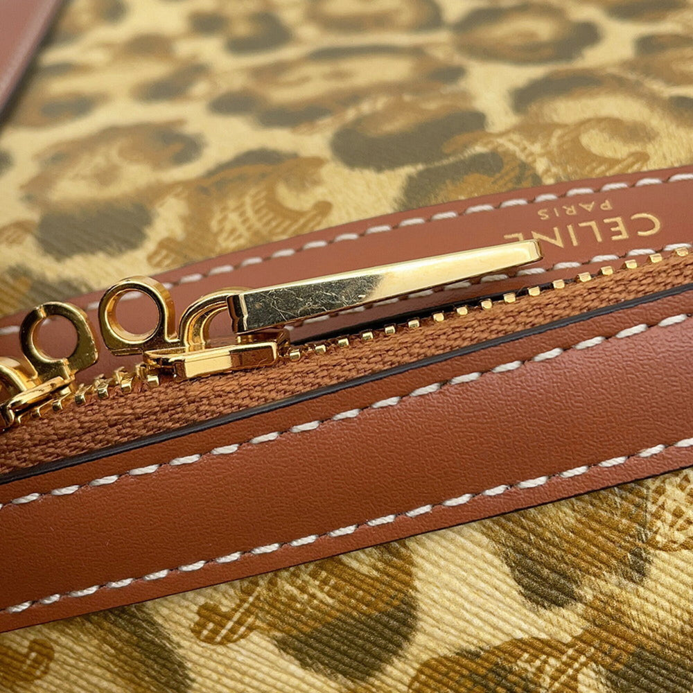 Celine Boston bag, leopard print, Triomphe leather, CELINE 2-way shoulder handbag — Like New