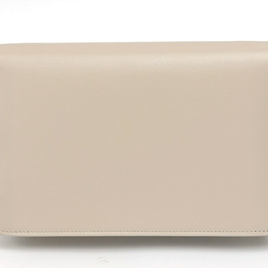 CELINE Chain Wallet Margot Shoulder 10L03 Shiny Calfskin Greige S-157624