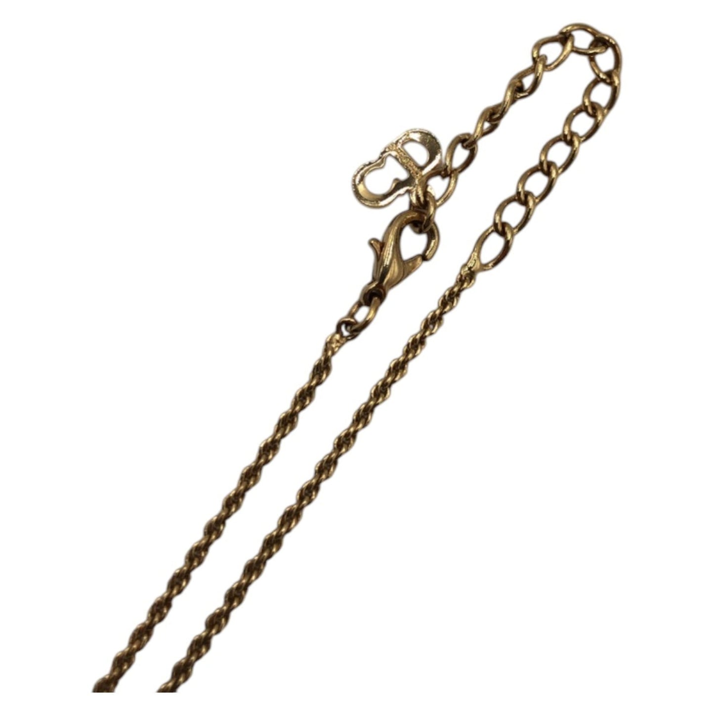 Christian Dior Dior Vintage Rhinestone Gold Metal Necklace Pendant for Women