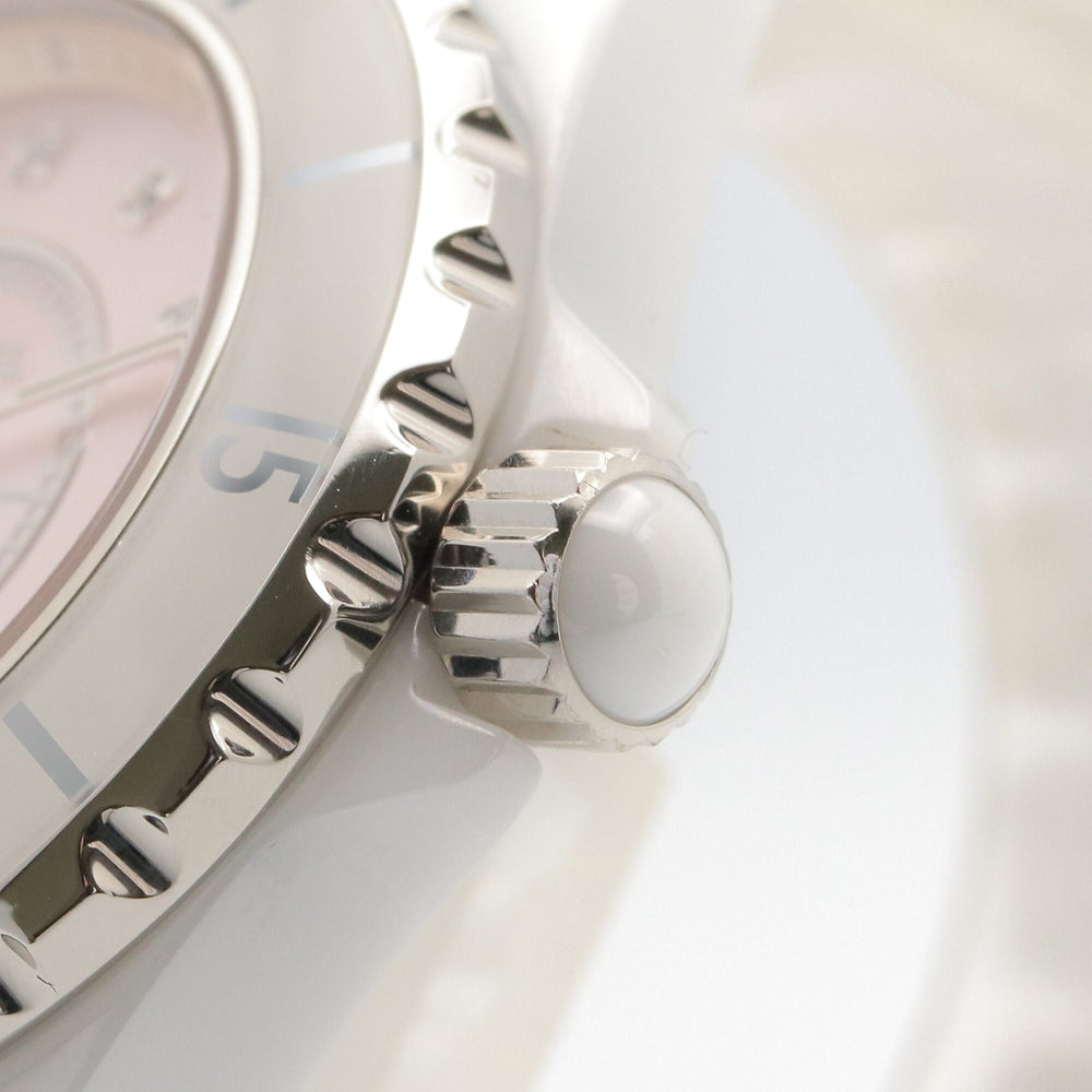 Chanel J12 12-Diamond Watch, Ceramic, Diamond, Ladies, Pink Tone, Shell, H5513 — Very Good