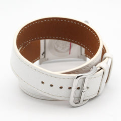 Hermes H-Watch Double Tour Wristwatch, Stainless Steel, Leather Strap, Women's, White (HH1.520) — Very Good