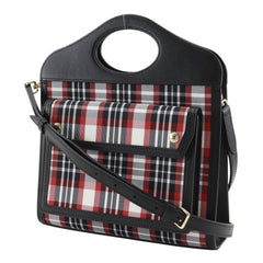 Burberry Mini Pocket Bag, 2-Way Shoulder Check Pattern, 8035841, Calfskin and Nylon, Black/Red, Women's — Like New