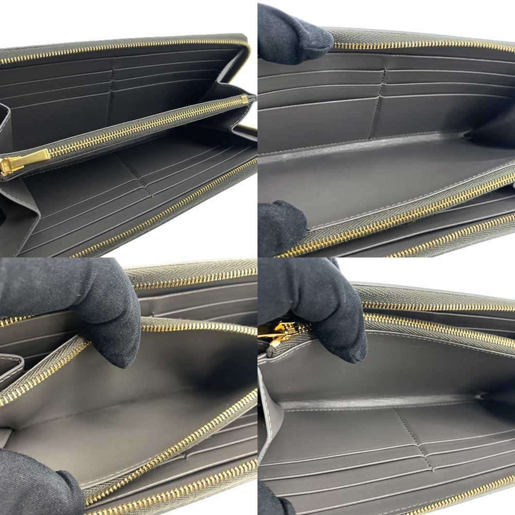 Celine Round Long Wallet in Grey Leather, Women's, 10B553BEL