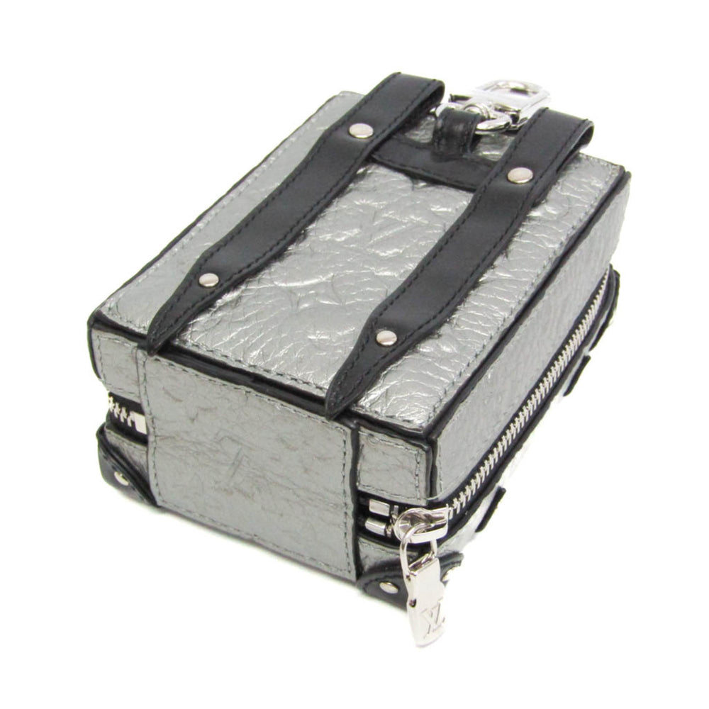 Louis Vuitton Leather Handbag Charm Silver,Black Pochette Soft Trunk Backpack M01392 — Like New