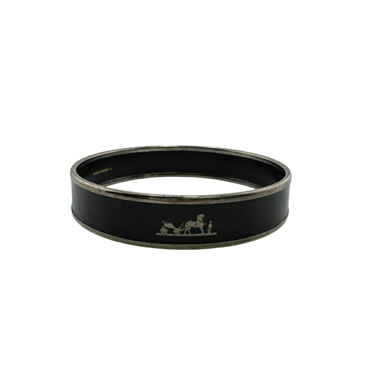 HERMES Caleche Bracelet, Enamel, Black, Women's