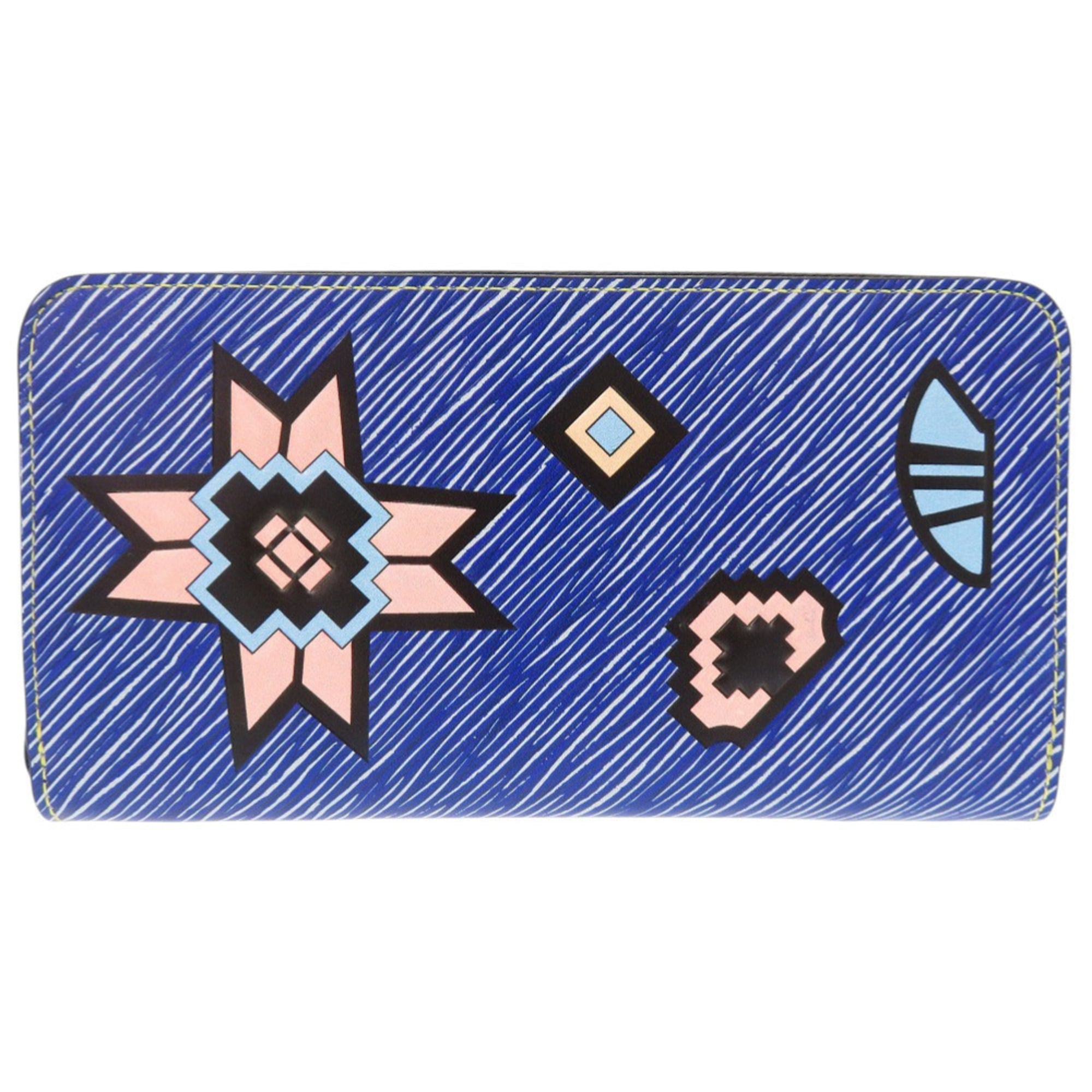 Excellent condition Louis Vuitton Epi Denim Summer Stardust Zippy Wallet with round zip closure, M61494, silver hardware, blue, LV long wallet 1524