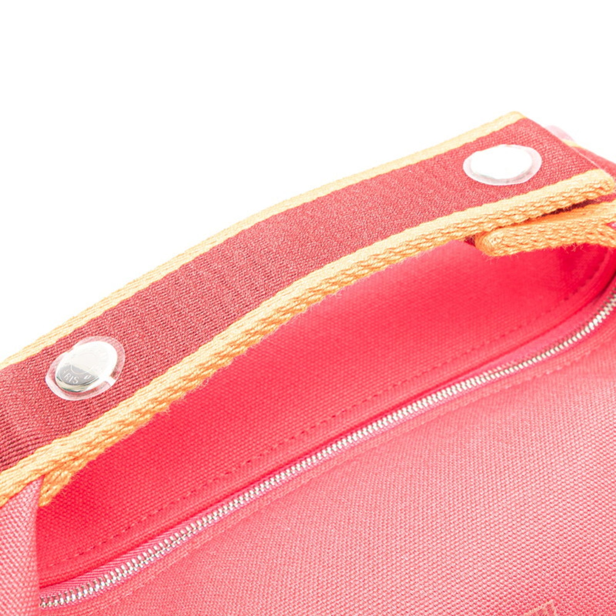 Hermes Hermès Brides A Black PM Handbag in Pink and Orange Canvas for Women