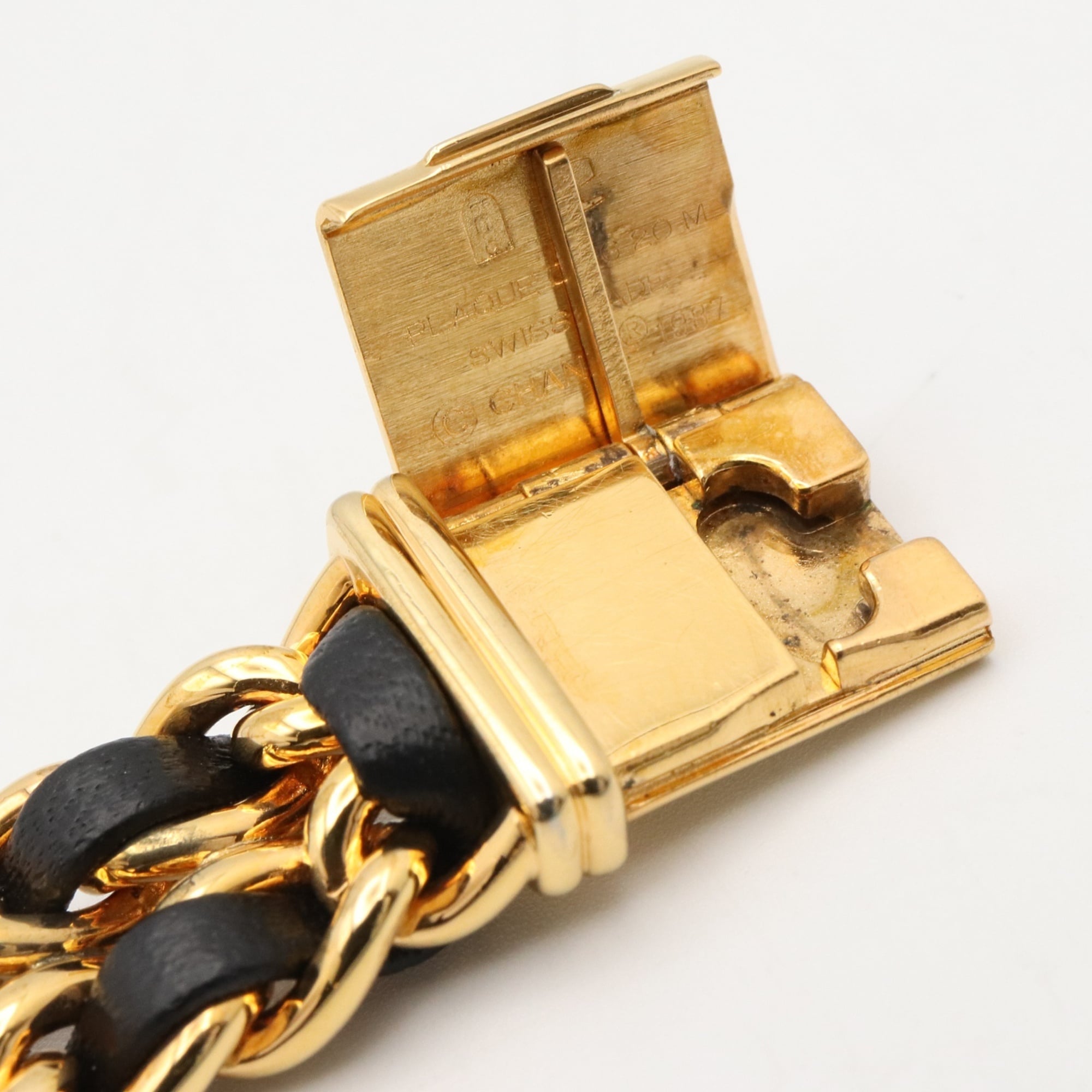 Chanel CHANEL Première S Watch, Gold Plated (GP), Leather Strap, Women's, Black, H0001 — Very Good
