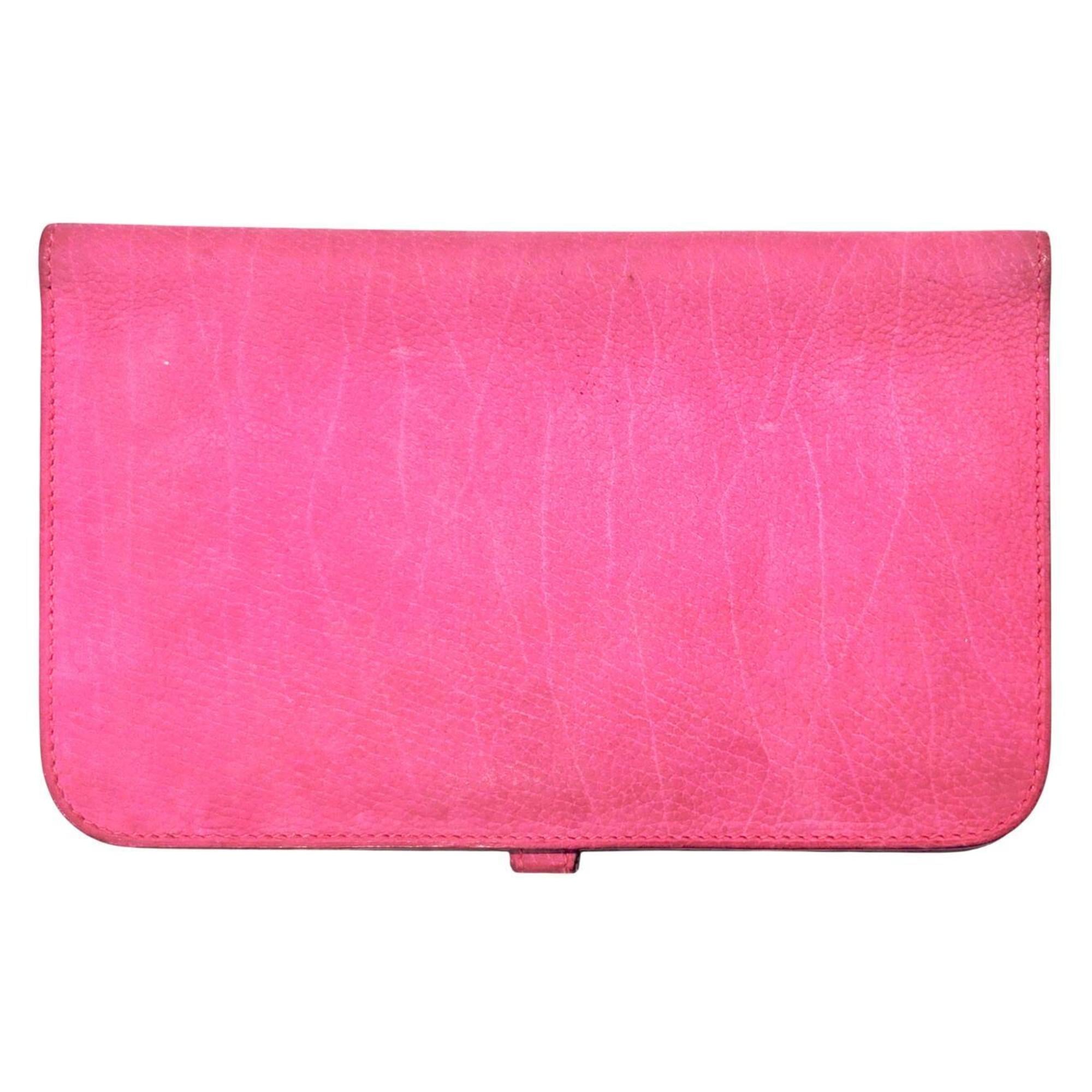 HERMES Dogon Duo GM Dobris Pink Long Wallet, Leather, Wallet & Coin Case, Women's Men's