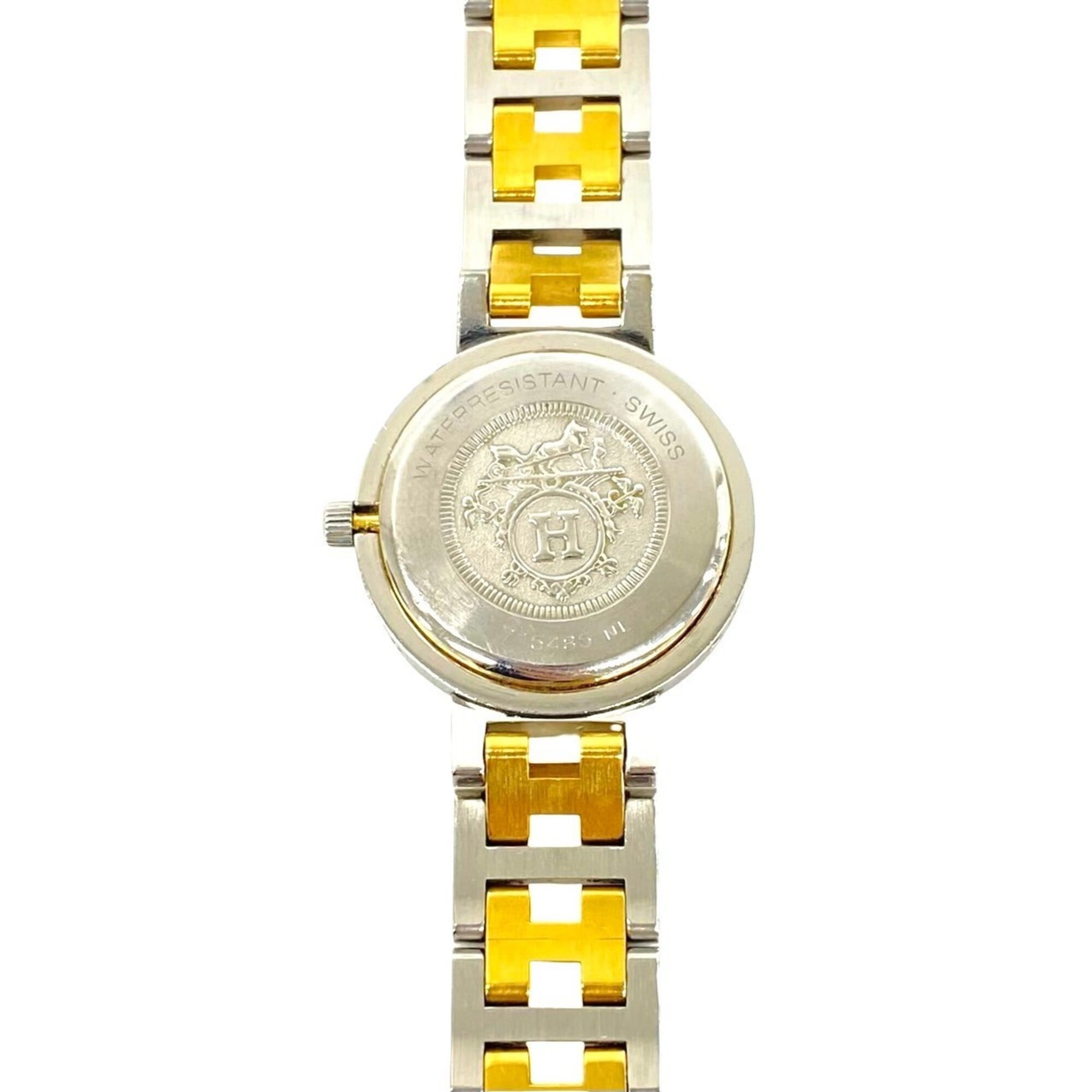 HERMES Clipper Stainless Steel GP Quartz Wristwatch, Silver/Gold, 38535 — Good