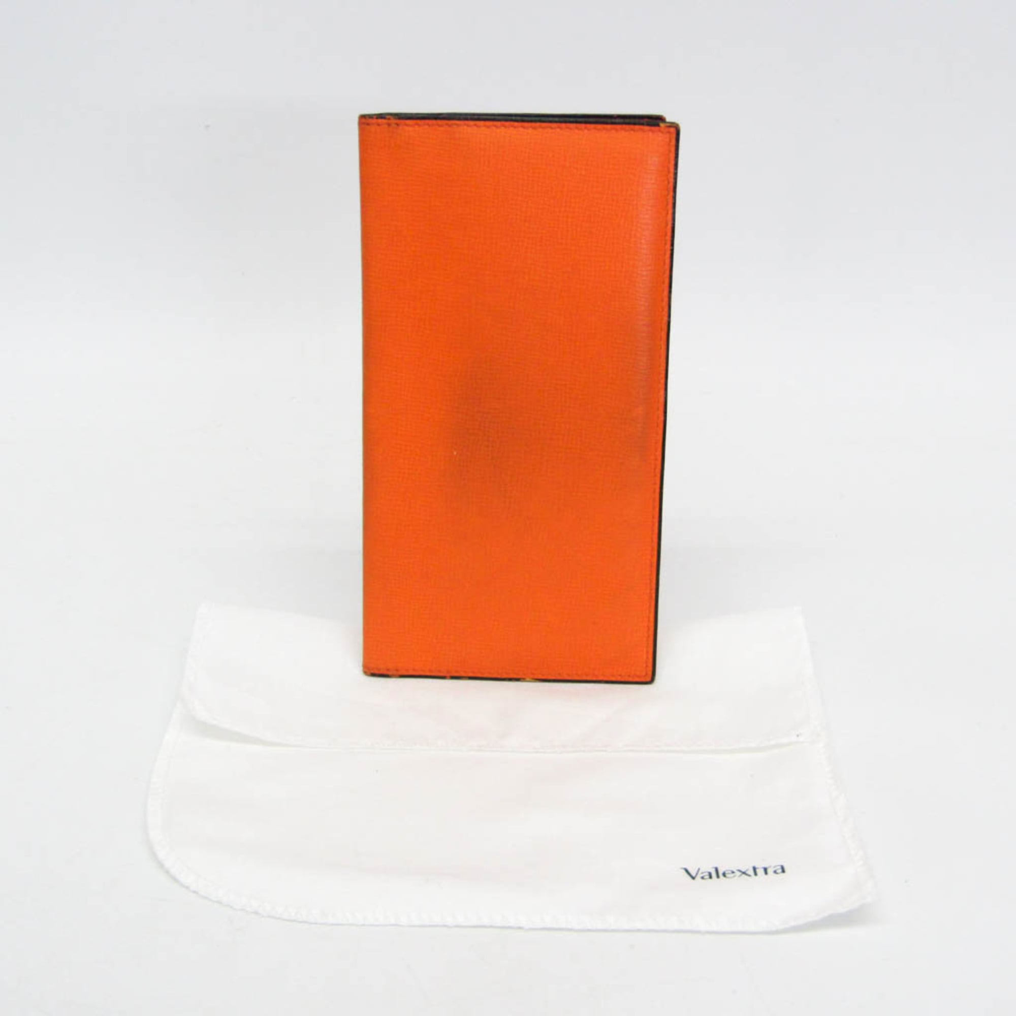 Valextra Vertical 12 Card V8L21 Men,Women Leather Long Bill Wallet (bi-fold) Orange