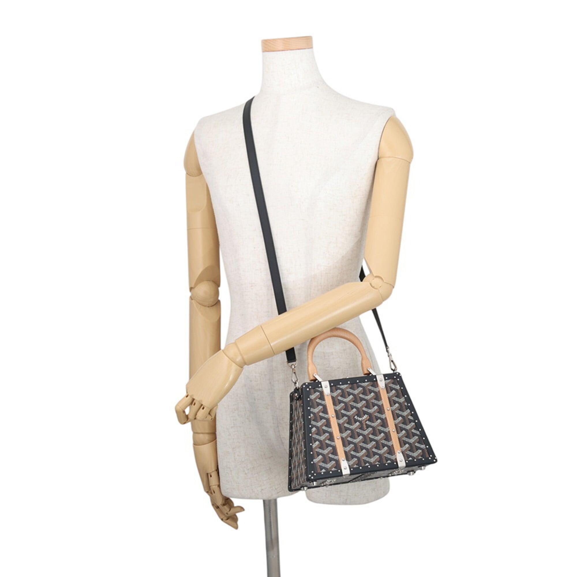 Goyard Saigon Mini Trunk Bag Wood SAIMA3MINTY01CL01P GOYARD Black 2-way Handbag — Like New