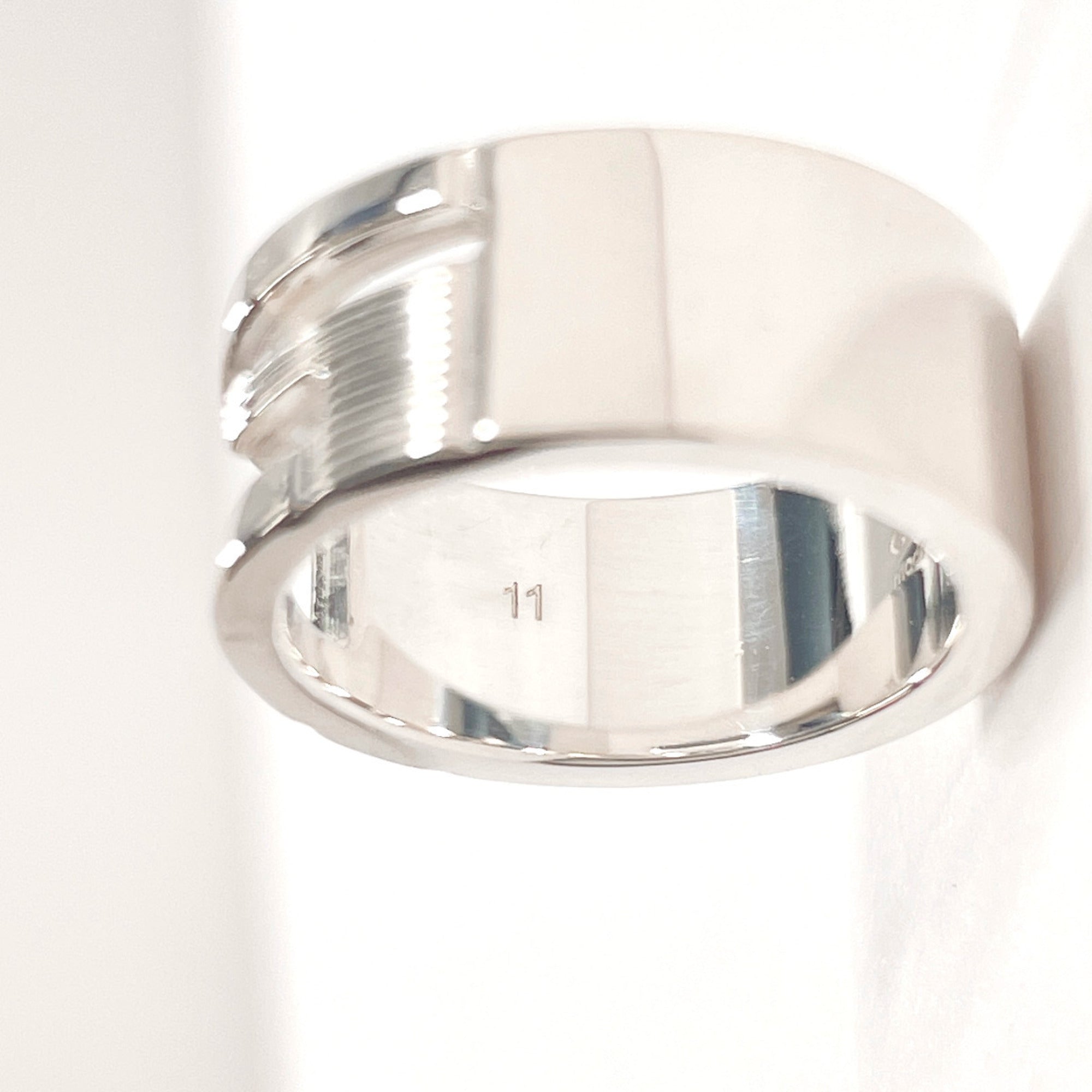 GUCCI Branded Cutout G Ring, Sterling Silver 925, Size 10, Silver, Women's — Like New