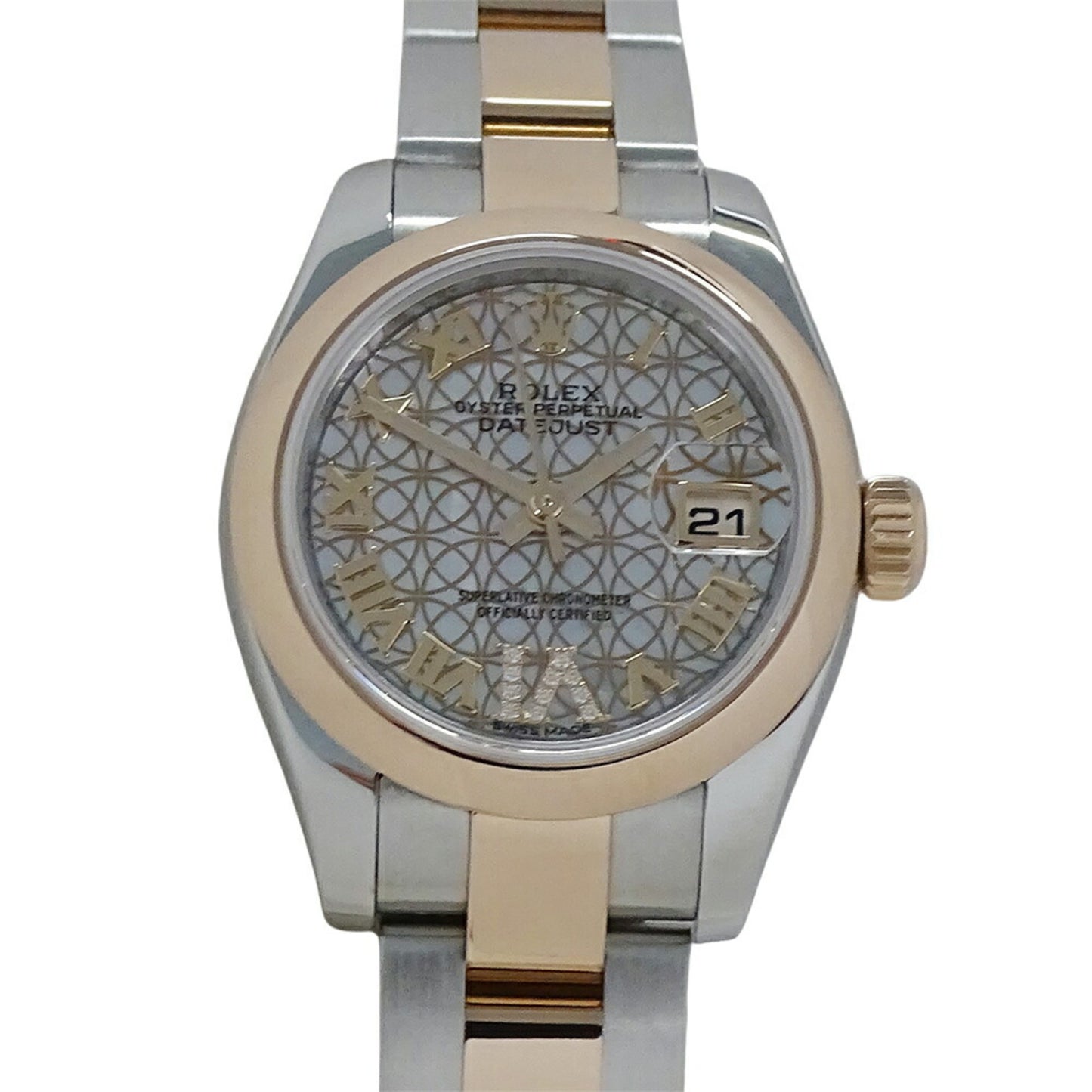 Rolex Datejust 179161NR (Random Number) Women's Watch with Lotus Flower, Shell, and Diamond Design, Automatic, Stainless Steel, Pink Gold, PG Combination, Overhauled Polished