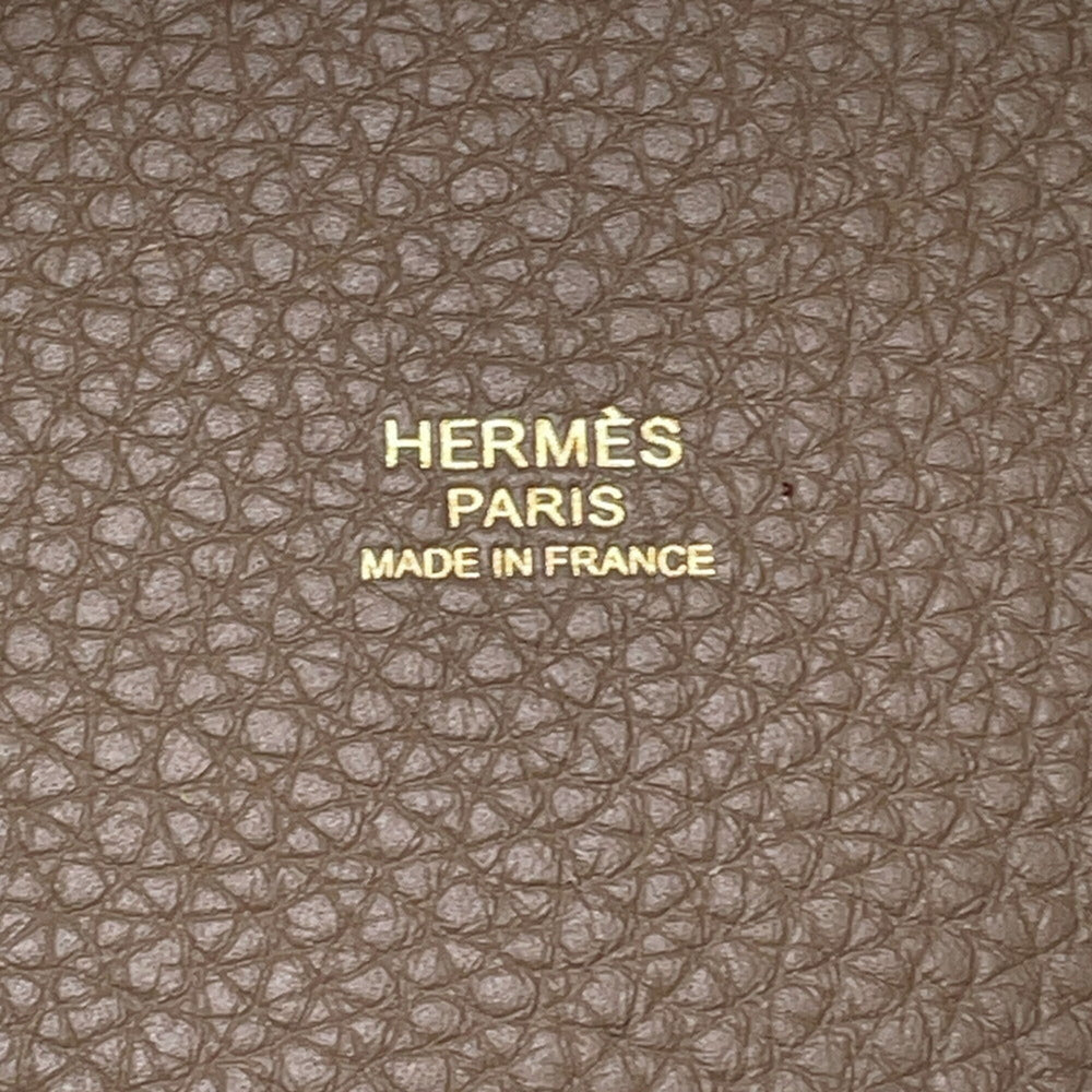 Hermes Picotin Lock MM Handbag, Etoupe, Taurillon Clemence Leather, B Stamp, HERMES Tote Bag, Lock, Picotin, Women's — Like New
