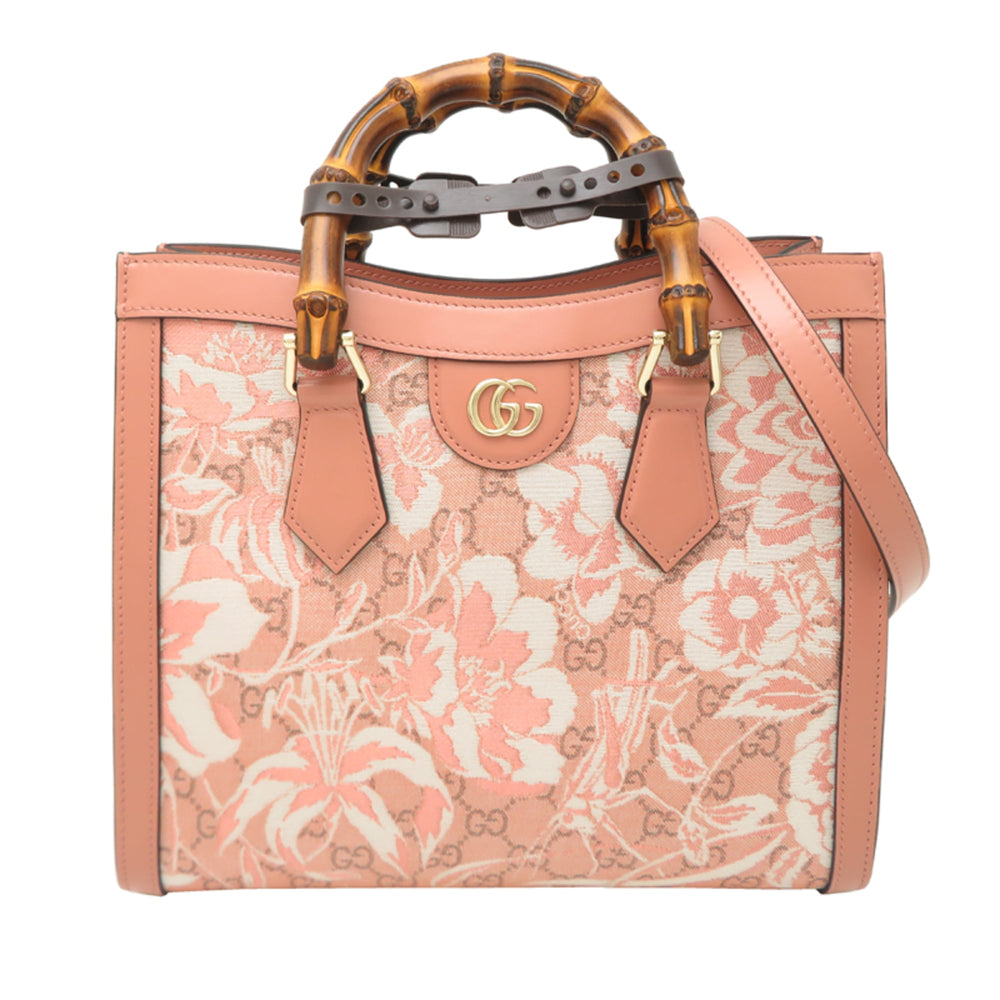 Gucci Diana Medium Tote, Japan Limited Edition, Women's Tote Bag, 853226, Leather, Light Peach & Beige — Like New