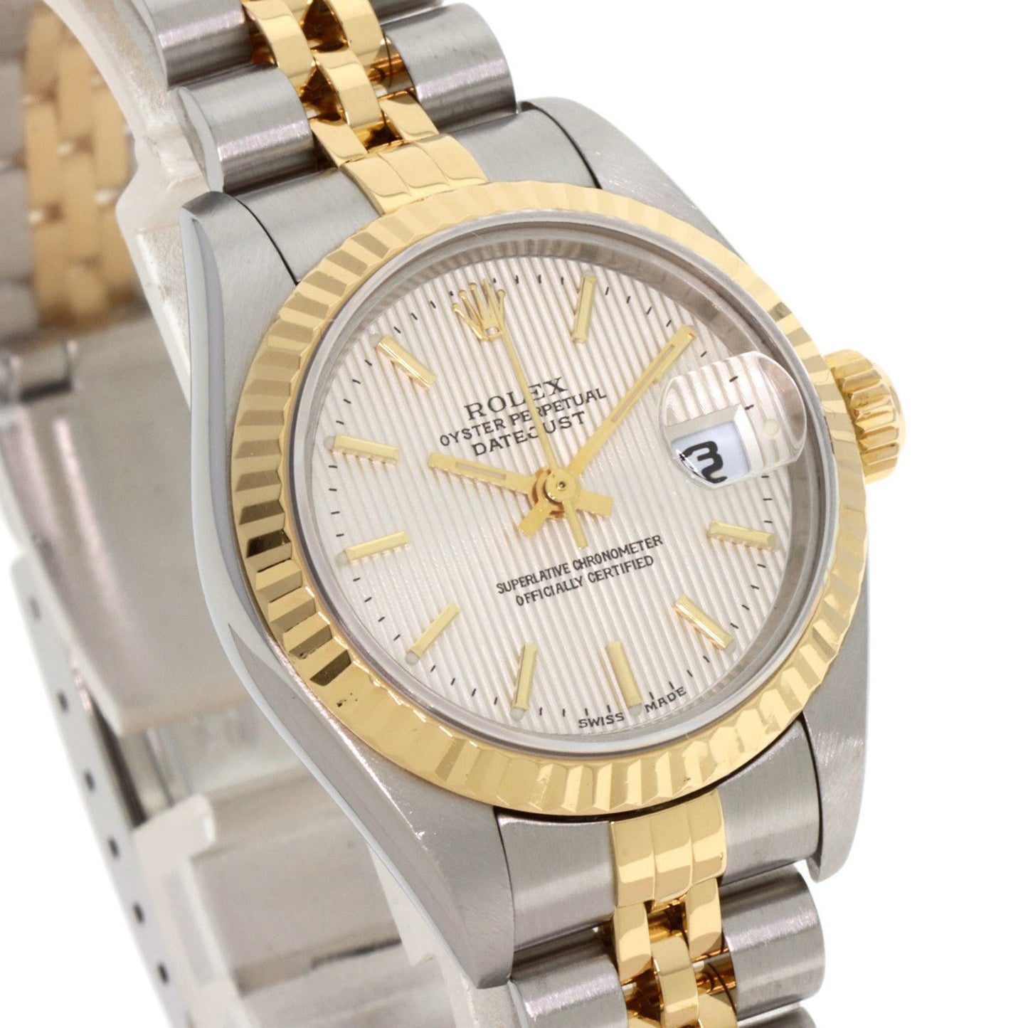 Rolex 79173 Datejust Silver Tapestry Watch Stainless Steel SSxK18YG Ladies ROLEX