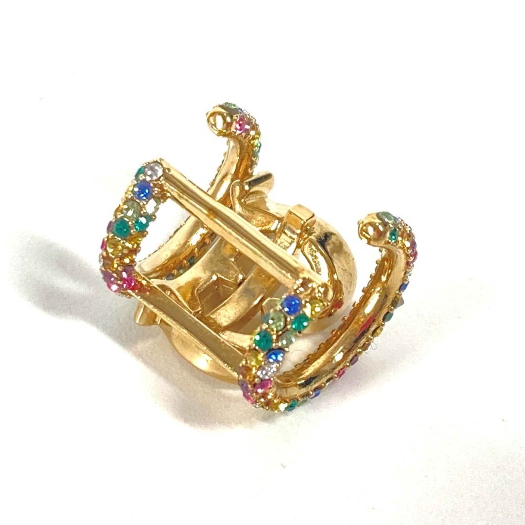 BURBERRY Burberry Logo Rhinestone Ear Cuff Accessory TB Rainbow Earrings Metal Men Women Gold