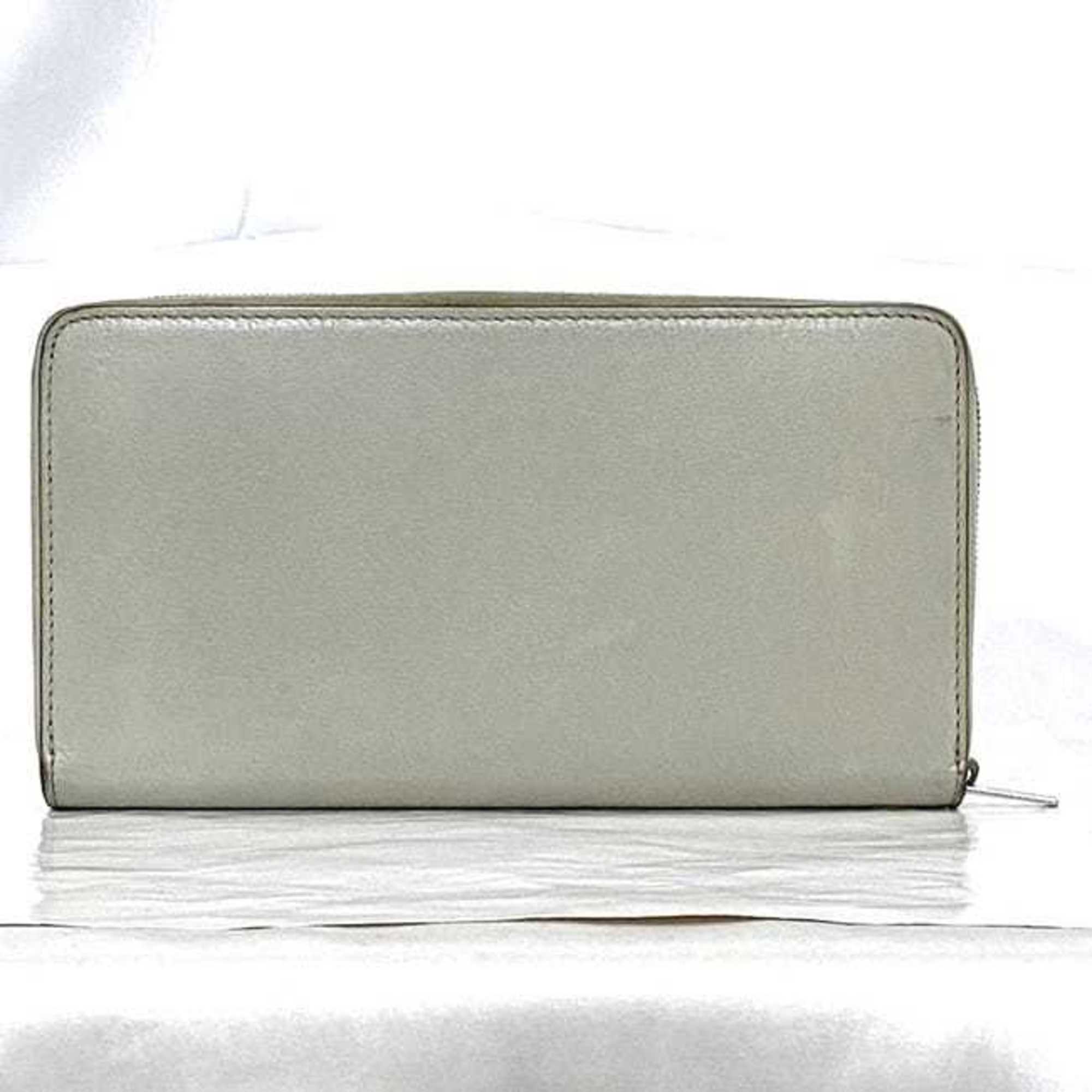 Celine Round Long Wallet Large Zip Multi-Function ec-22650 Gray 105003 Leather S-PG-3176 CELINE Women's