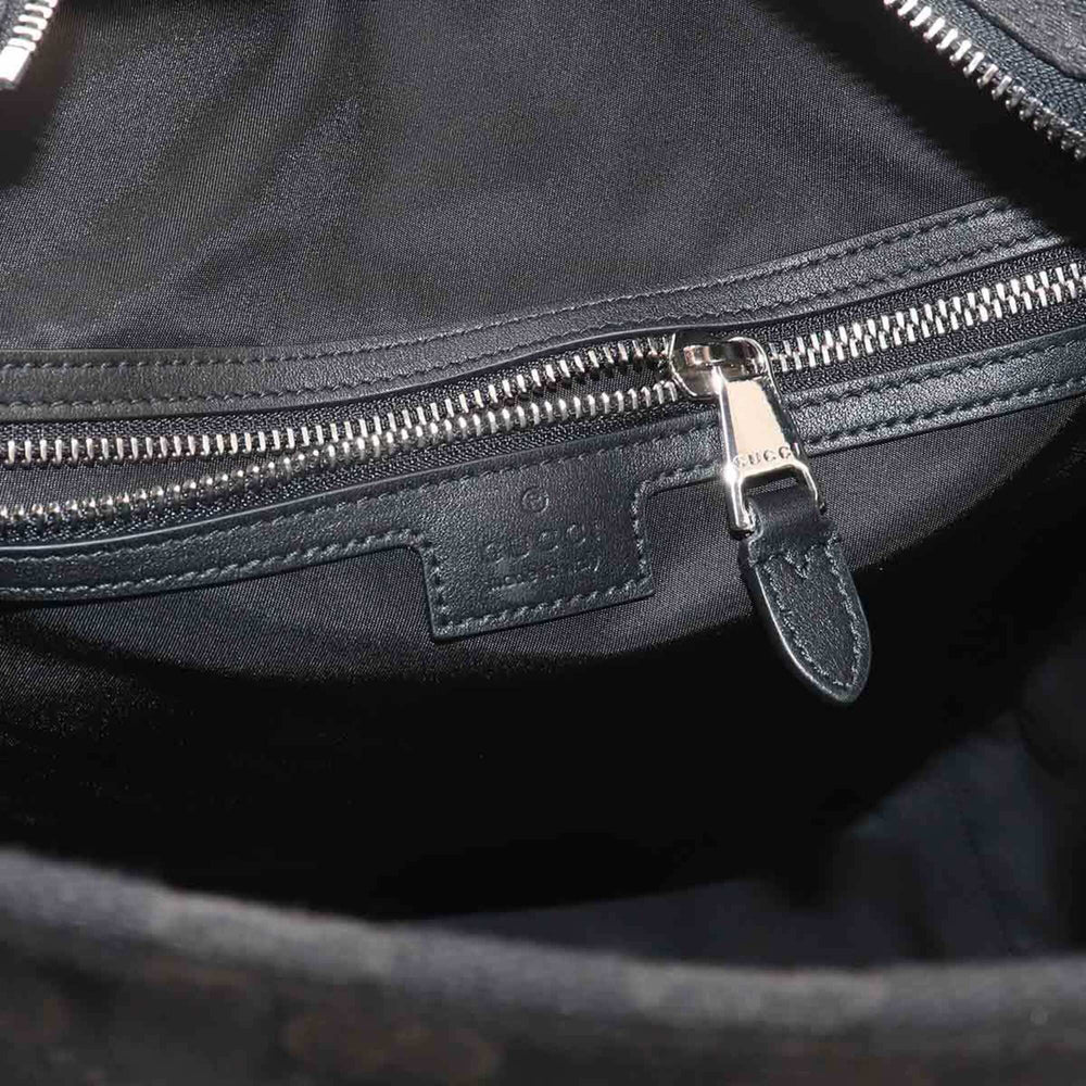 Gucci GG Canvas Medium Tote Handbag, Leather, Black, 834796, Silver Hardware Bag — New - Store Return