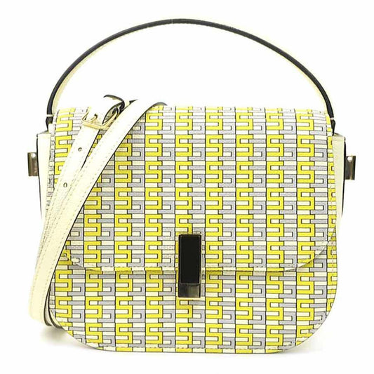 Valextra Iside Crossbody Leather Handbag/Shoulder Bag in Yellow, Gray, and Ivory, Women's, 90174g