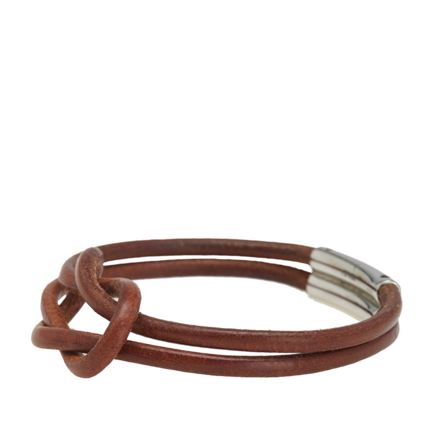 Hermes Hermès Herculide 2-Row Bracelet in Brown Leather for Women