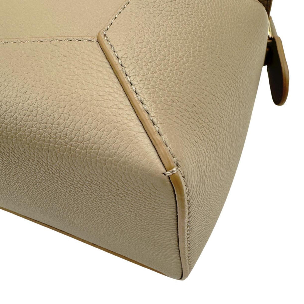 LOEWE Puzzle Edge Small A510P60X30 Sand Calfskin Shoulder Bag Handbag Gold Hardware Women's — Like New
