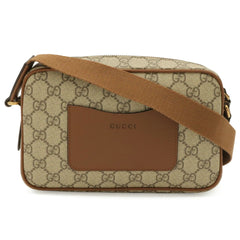 GUCCI GG Emblem Shoulder Bag, Canvas and Leather, Beige/Brown, 821216 — New - Store Return