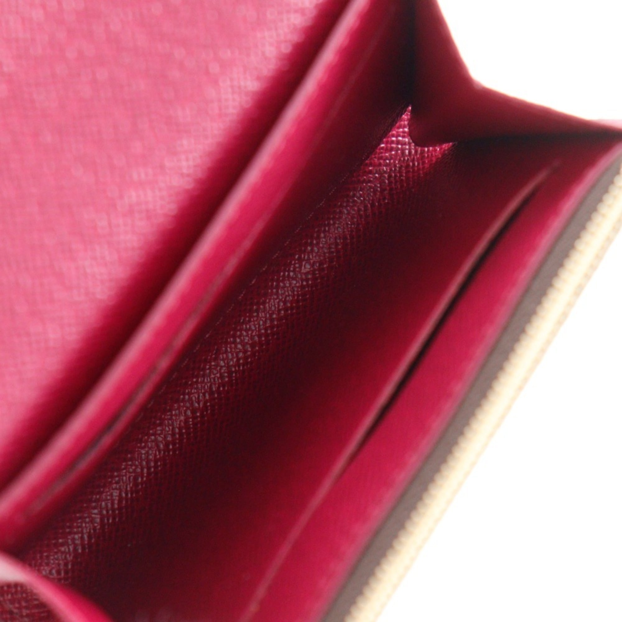 Louis Vuitton Portomone Rosary Coin Case M41939, Monogram Canvas, Fuchsia, Brown, Snap Buttons, Women's