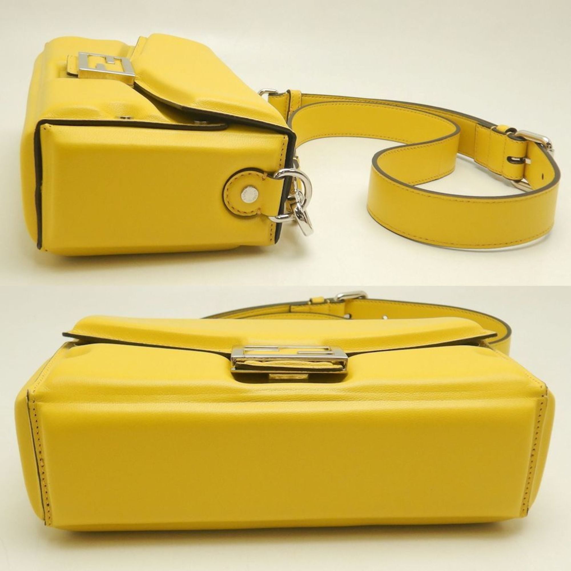 FENDI Bucket Soft Trunk 7VA565 Shoulder Bag in Yellow Leather, Women's, 253059