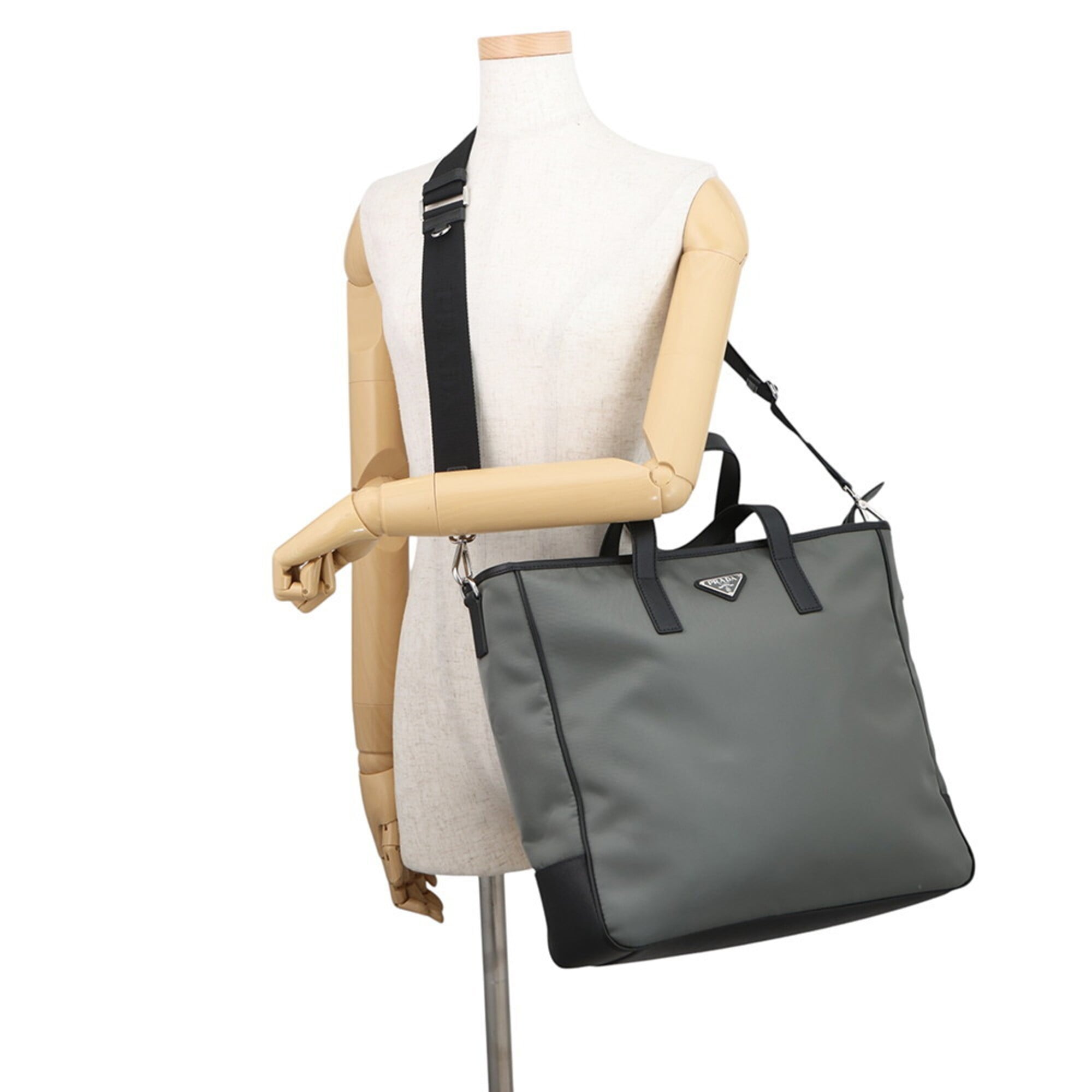 Prada Triangle Tote Bag Tessuto Saffiano Re-Nylon Nylon 2VG064 PRADA Black Handbag — Like New