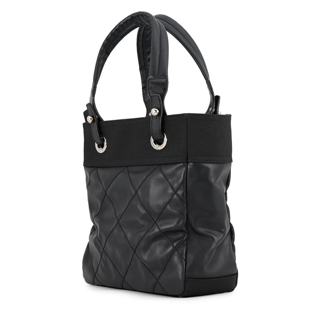 Chanel Paris Biarritz Tote PM Matelassé Coco Mark A34208 CHANEL Black Handbag Women's — Like New