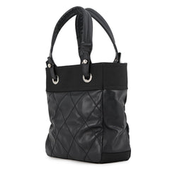 Chanel Paris Biarritz Tote PM Matelassé Coco Mark A34208 CHANEL Black Handbag Women's — Like New
