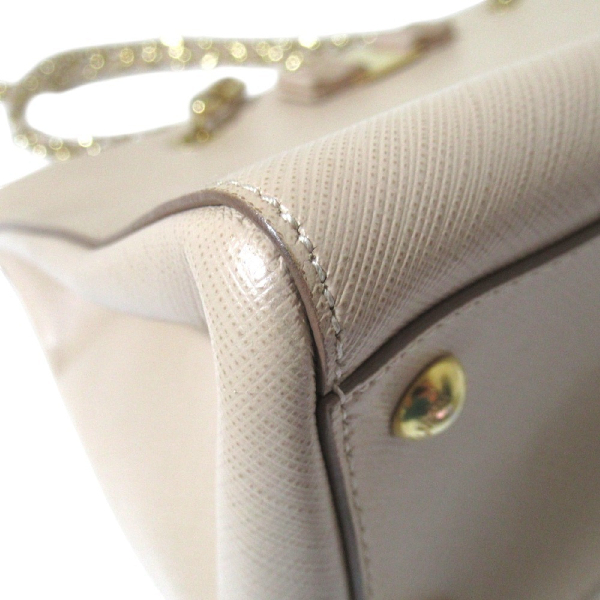 Salvatore Ferragamo Vara Ribbon Chain Tote Bag Shoulder Beige x Gold Hardware Women's — Like New