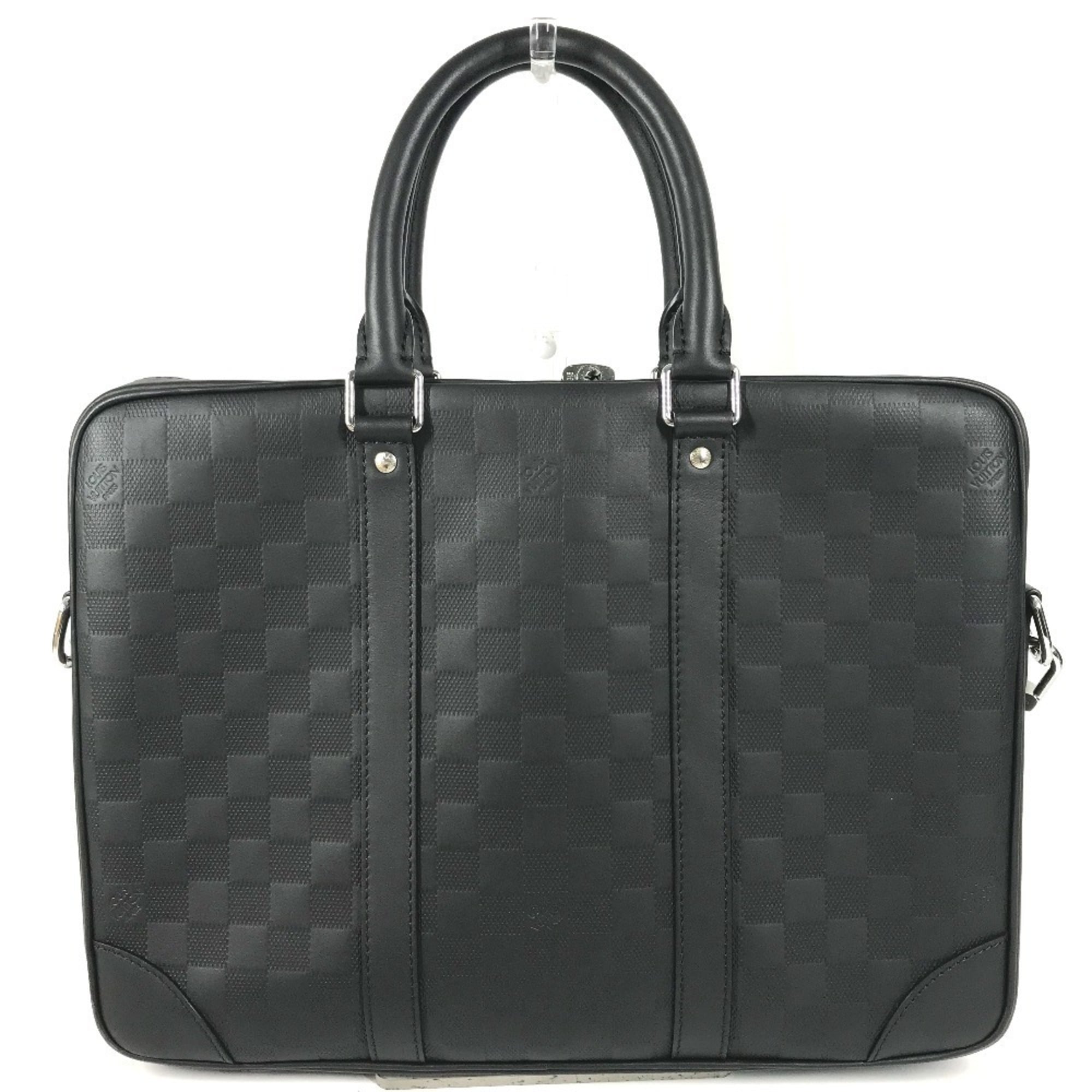 LOUIS VUITTON N40444 Damier Infini Porte Documents Voyage PDV Bag 2-Way Shoulder Handbag Business Leather Men's Women's Onyx Black — Like New