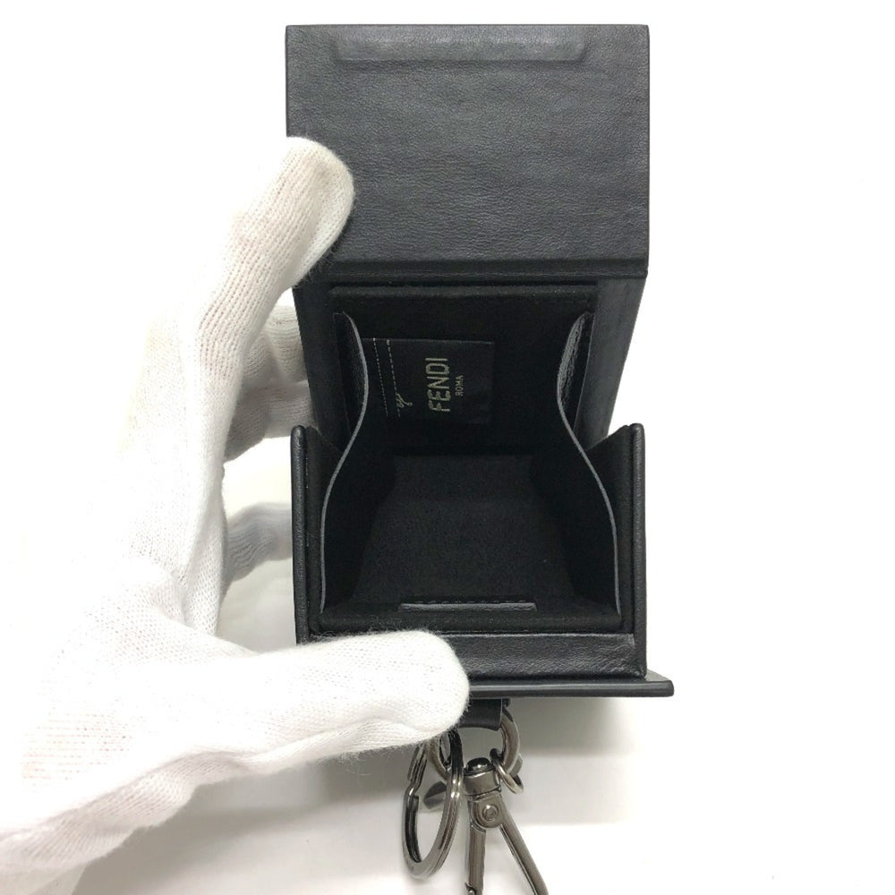 FENDI 7AR894 Logo/Accessory Mini Box Charm Keychain Leather Women's Black Like New — Like New