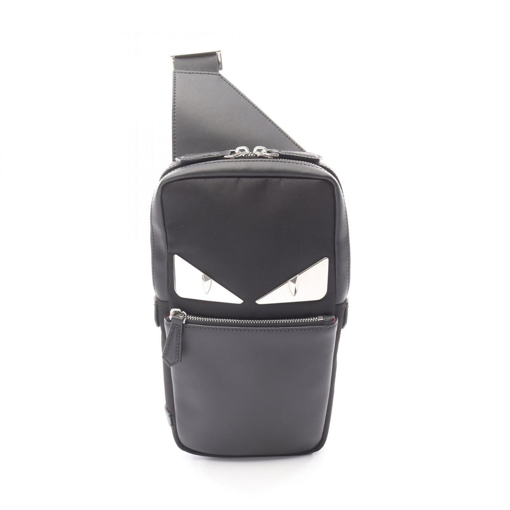 Fendi Monster Bugs Eye Waist Bag, Leather and Nylon, Men's, Black, 7VZ033