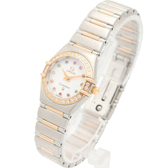 Omega Constellation Mini Iris Diamond Bezel Watch, 18K Pink Gold (PG) Stainless Steel, Diamond, Ladies', White/White Mother-of-Pearl Case, 1360.79 — Very Good