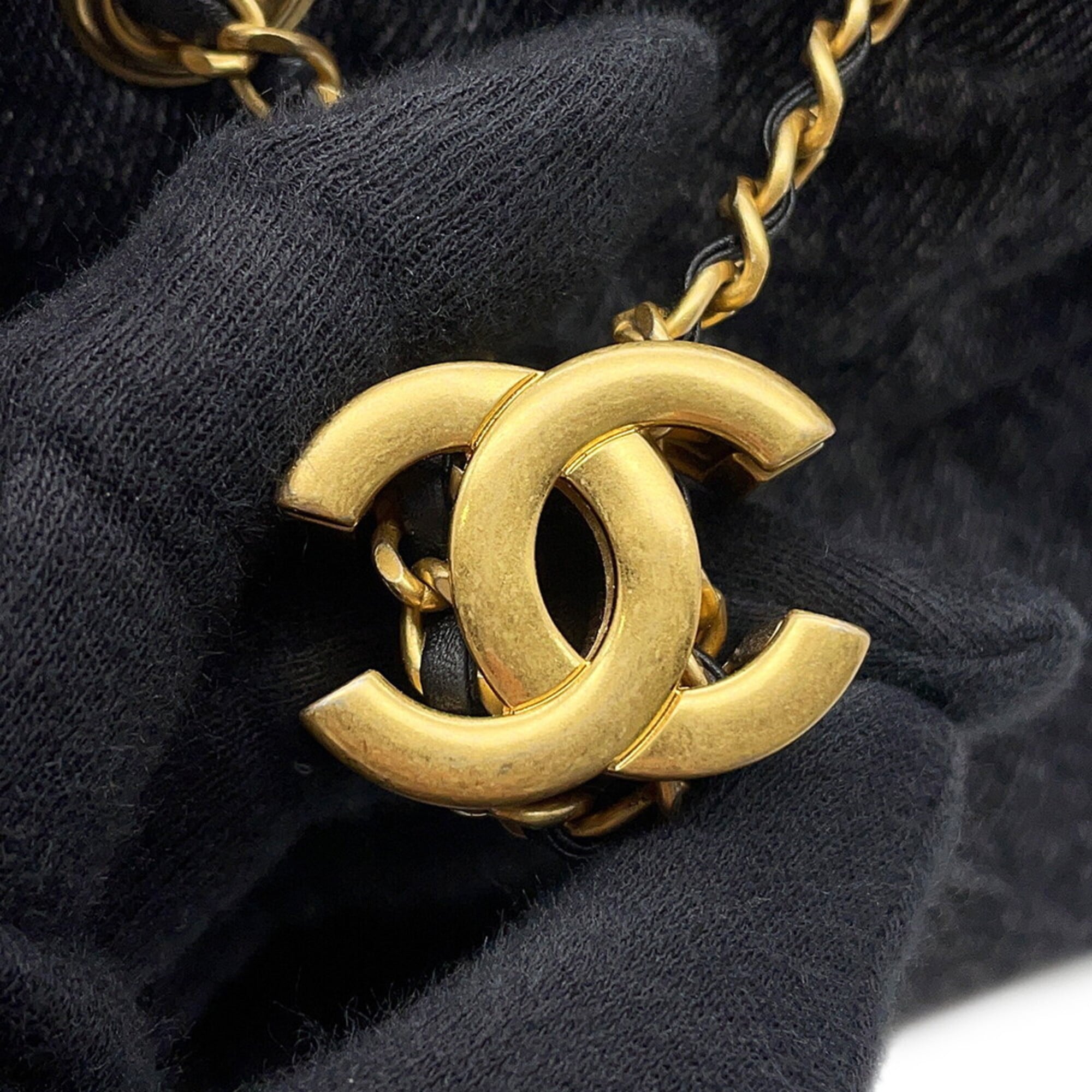 Chanel Chain Shoulder Bag CHANEL25 Mini Coco Mark Denim AS5631 CHANEL Black Handbag Women's — Like New
