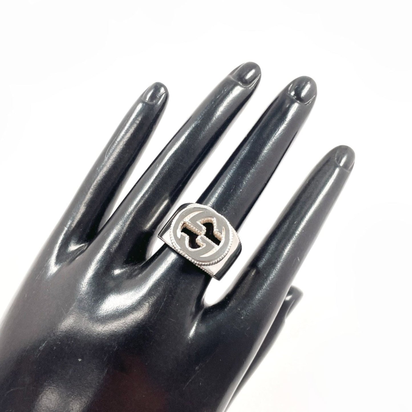 GUCCI Interlocking G Ring, 925 Sterling Silver, Size 15, Men's