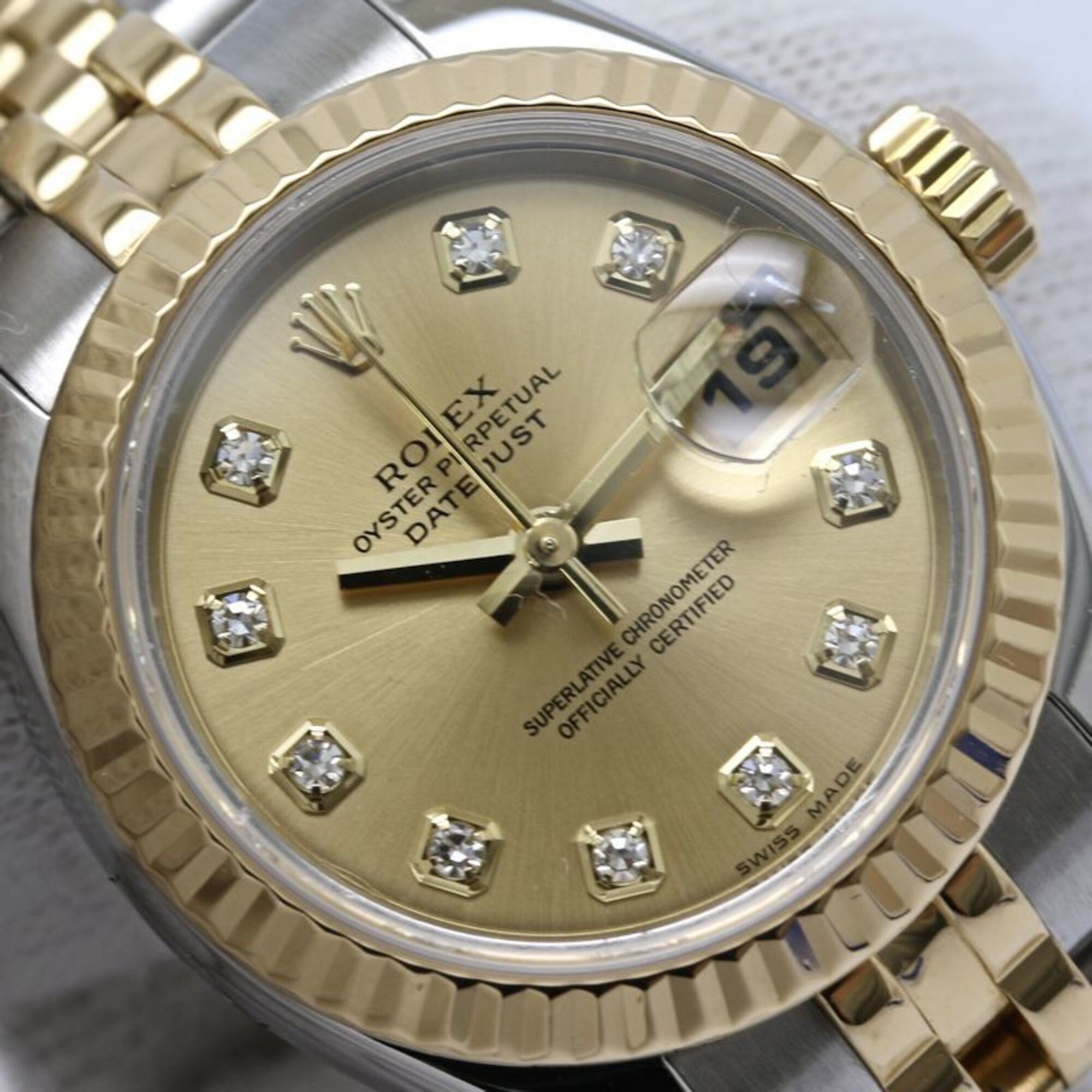ROLEX Datejust 10P Diamond 179173G Women's Watch SSx18K Yellow Gold 40580 — Good