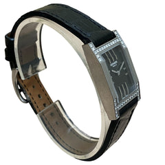 Hermes HERMES Dandem Diamond-Set Bezel Watch, Total Weight 20.8g, Stainless Steel, Genuine Leather Strap, Quartz Movement, Black Dial, TA1.230 — Good