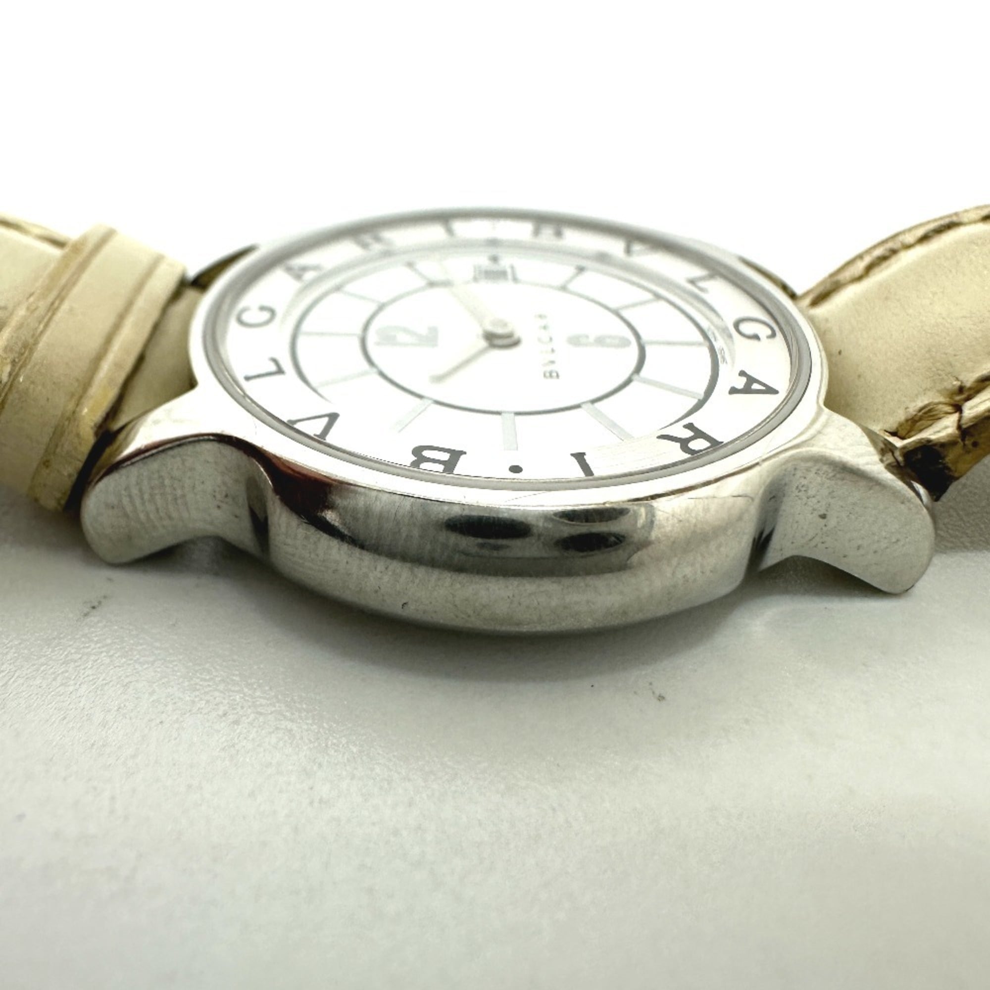 BVLGARI Bvlgari ST29S Solotempo Quartz Date Watch SS Leather Strap Women's Silver S-240202-4 — Good