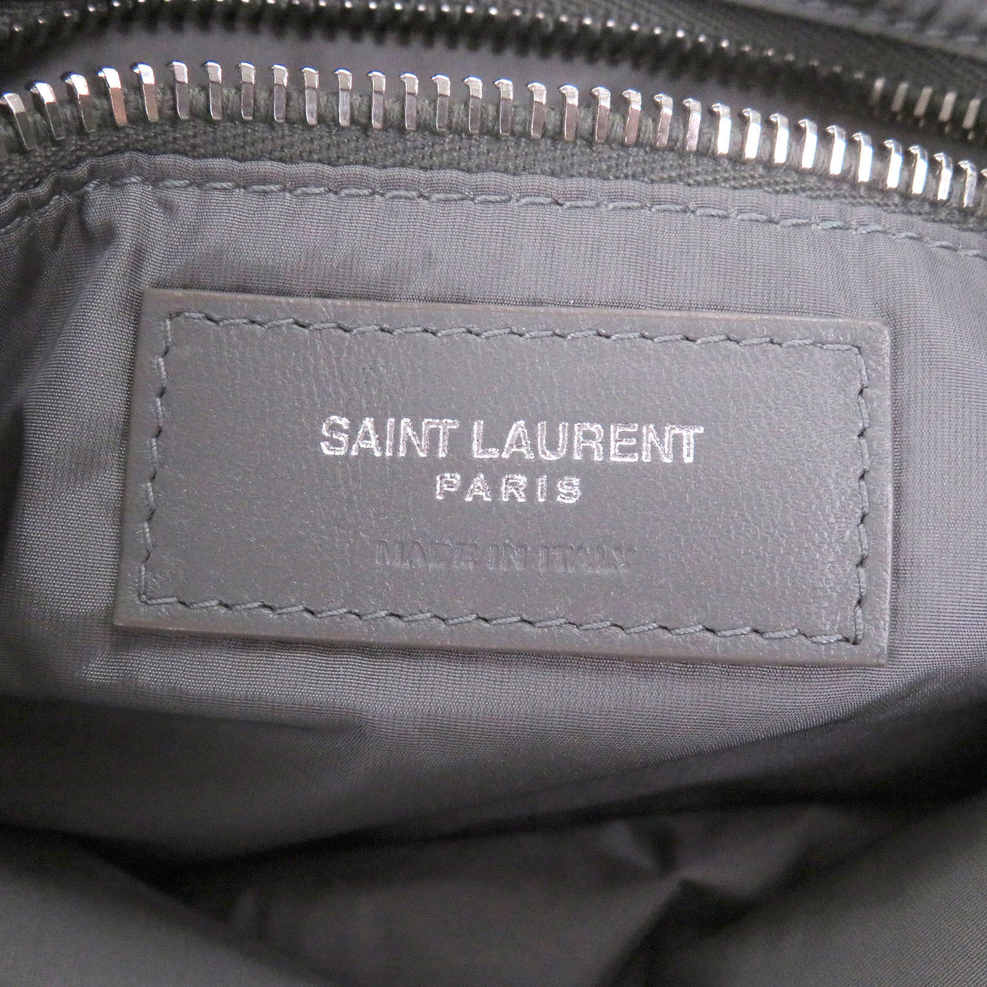 Yves Saint Laurent SAINT LAURENT PARIS 733294 Nylon Cassandra Logo Hardware One-Shoulder Bag, Gray, with Dust Made in Italy, Women's — Like New